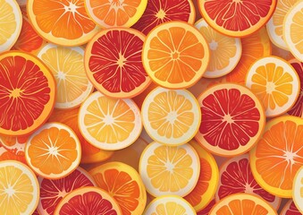 Bright Citrus Fruit Slices Background - Healthy Summer Theme