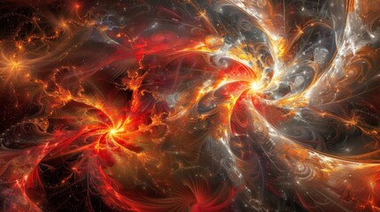 Obraz premium The prompt used to generate the image is:./imagine: prompt: A beautiful nebula with bright red and orange colors.