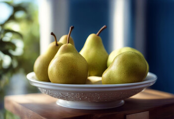 'podium background bowl summer flying Pears blue poduim pear fruit dais season fresh dessert organic sweet healthy diet vegetarian nourishment tasty vitamin food'
