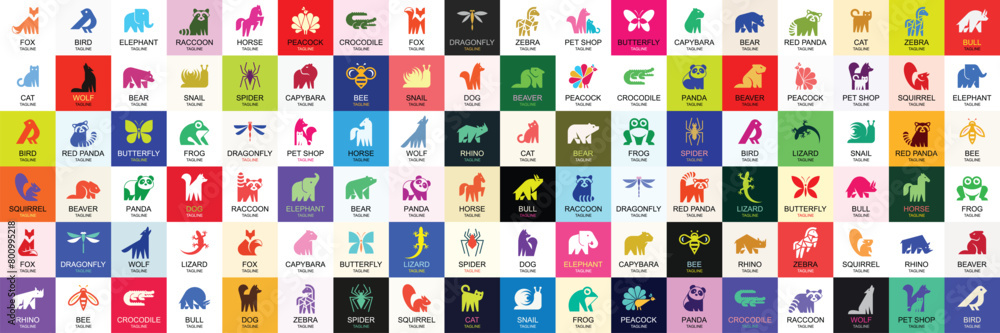 Wall mural animals logos collection. animal logo set. icon design