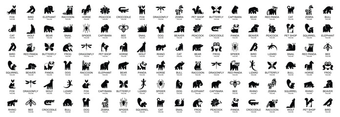 Animals logos collection. Animal logo set. Icon design
