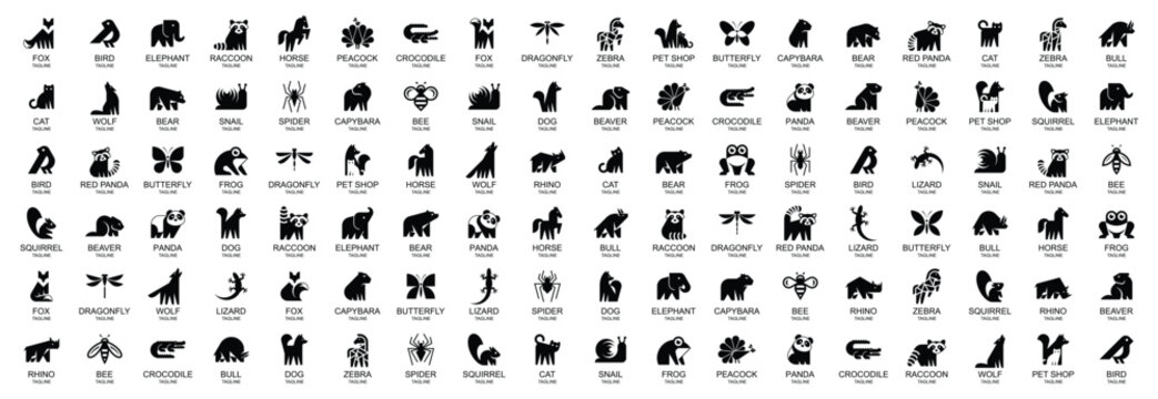 Animals logos collection. Animal logo set. Icon design
