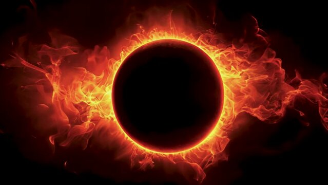 Glowing flame fire circle, burning ring of fire, 4k animation.