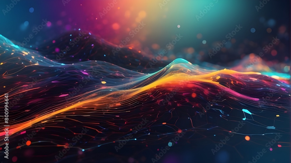 Poster digital background that is abstract. relevant to digital storage, science, teaching, sound and visua