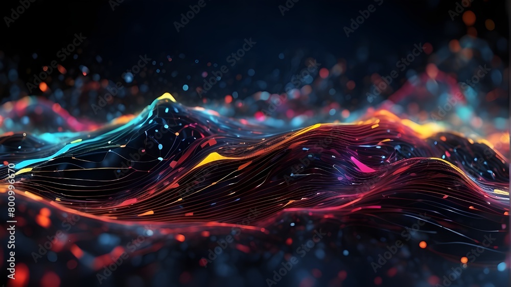 Poster digital background that is abstract. relevant to digital storage, science, teaching, sound and visua