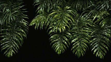 Obraz premium Tropical leaves background on a black background