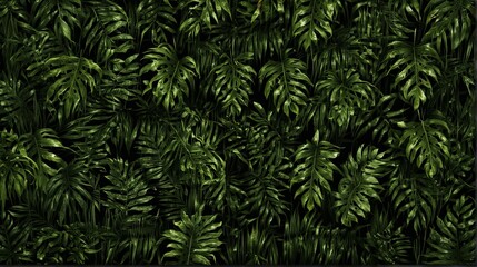 Tropical leaves background on a black background