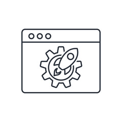 Website development. Optimization of the Internet page.Vector linear icon isolated on white background.