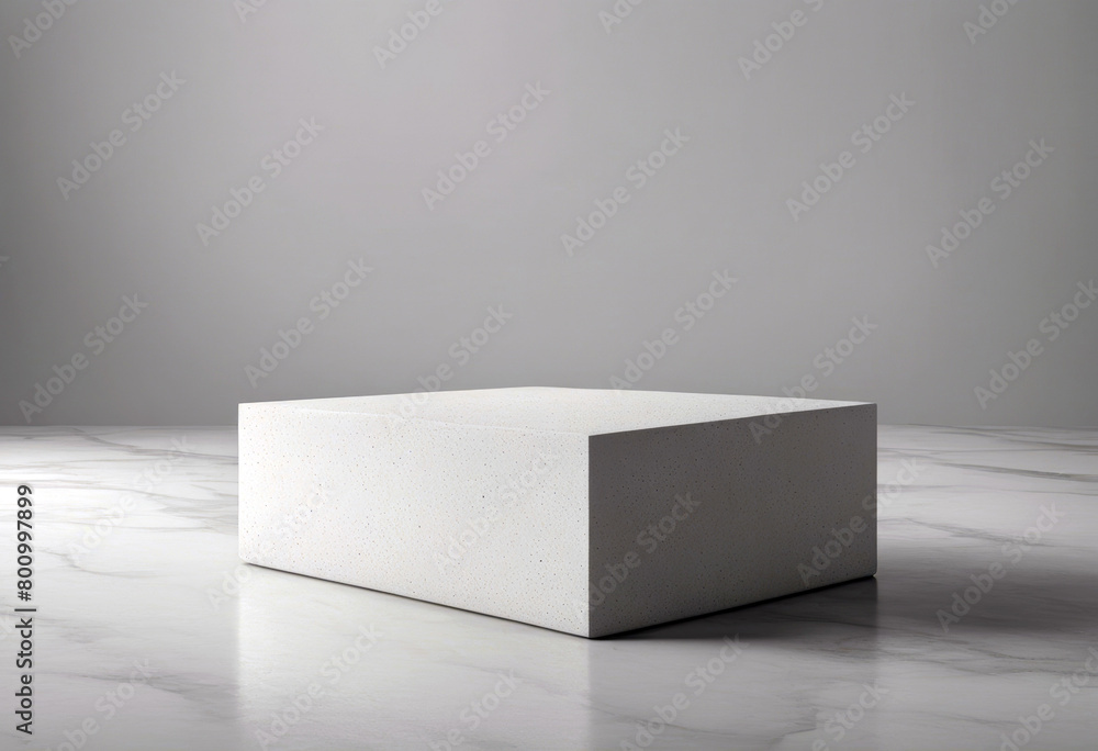 Fototapete 'rendering abstract splay stone texture isolated white minimal placement scene block concrete object