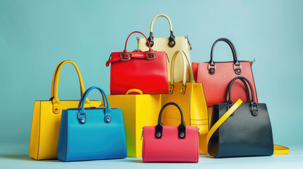 Fashionable Array of Colorful Handbags