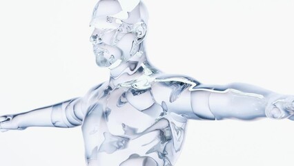 body water balance, water in human, hydration, essential Oil Bubbles for cosmetics in water. blue liquid bubbles, Moisturizing Cream, Serum, Vitamin, beauty concept, man filled with  water, 3d render - Powered by Adobe