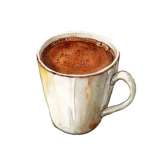 hot chocolate vector illustration in watercolor style