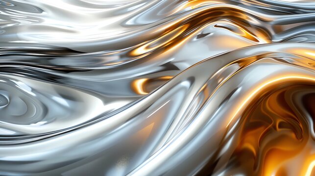 Luxurious swirling texture of silver and gold, ideal for backgrounds and metallic themes in designs