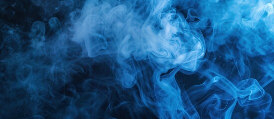 Wallpaper background of blue smoke in the room flying in the air