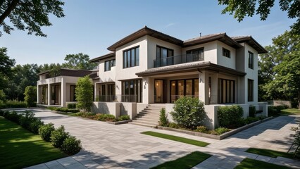 Fototapeta premium modern luxury villa exterior architecture design