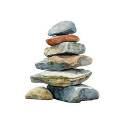 stake of rocks vector illustration in watercolor style