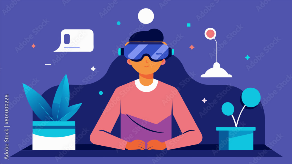 Poster a person using a virtual reality headset to simulate social situations and gradually desensitize the