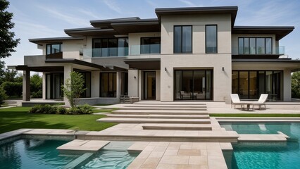 Fototapeta premium modern luxury villa exterior architecture design