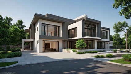 Fototapeta premium modern luxury villa exterior architecture design