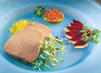 Foie Appetizer, Duck Ham and Caviar Beluga