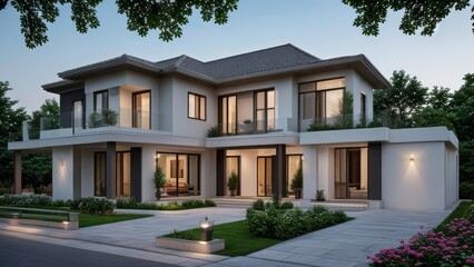 Fototapeta premium modern luxury villa exterior architecture design