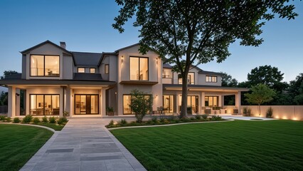 Fototapeta premium modern luxury villa exterior architecture design