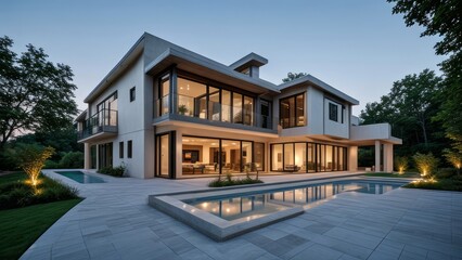 Fototapeta premium modern luxury villa exterior architecture design