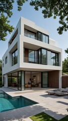 Fototapeta premium modern luxury villa exterior architecture design