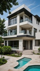 Fototapeta premium modern luxury villa exterior architecture design