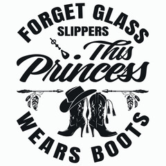 Obraz premium Princess Cowboy Boots Western Cowgirl Girls T Shirt Gift 