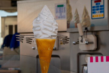 ice cream machine with decorative ice cream in the foreground