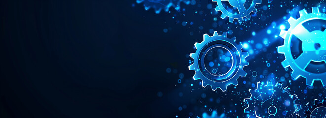 Ingranaggi su sfondo blu.. Sfondo per presentazioni su tecnologia. 