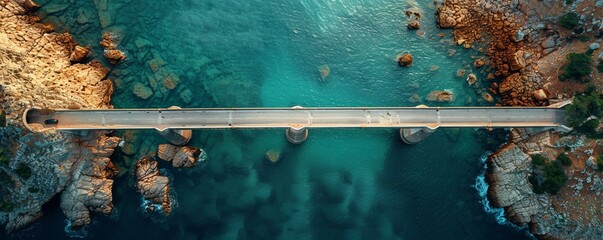 Aerial drone view of the Franjo Tudman Bridge in Dubrovnik, Croatia.