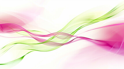 Energetic waves of magenta and lime green intersecting on a pristine white background.