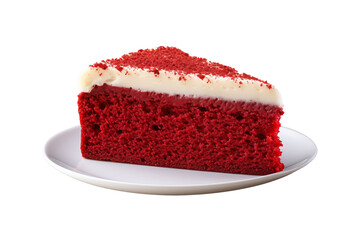Slice of red velvet cake isolated on transparent or white background, png