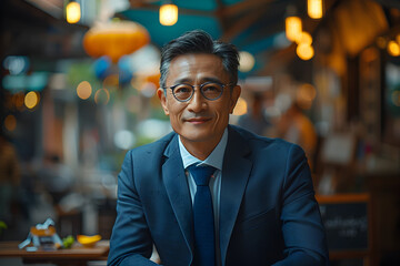 Asian Man in City Portrait with Business Style