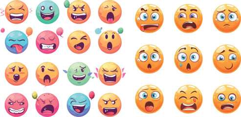 Embarrassed emoji set. Social networks and instant messengers chat comment reactions
