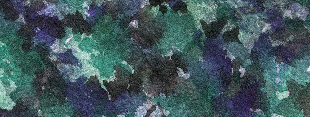 Abstract art background dark green and navy blue colors. Watercolor painting