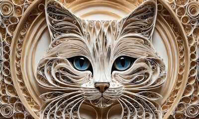 Fantasy Illustration of a cat. Digital art style wallpaper background.