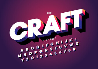 Vector of stylized modern font and alphabet