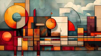 Abstract geometric line art, background