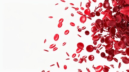Red blood cells on white background