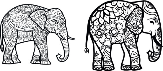 Fototapeta na wymiar Indian elephant coloring pages template