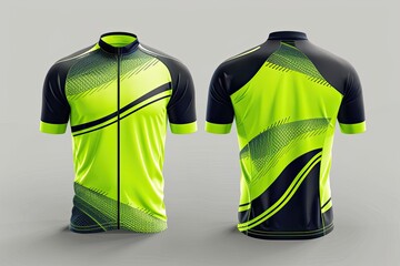 A 3D jersey with a captivating dark neon lime and electric indigo color combination