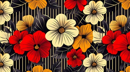 A modern and minimalist interpretation of abstract flowers arranged in geometric shapes and patterns, Beautiful abstract colorful flower design. Generative AI