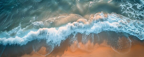 Aerial view of wave crashing along the shore of the Hamptons, Southampton, New York, United States.