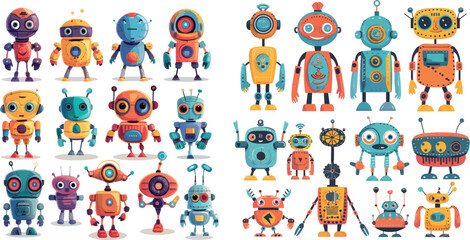Cute cartoon robots set for boys