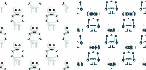 White robot seamless pattern