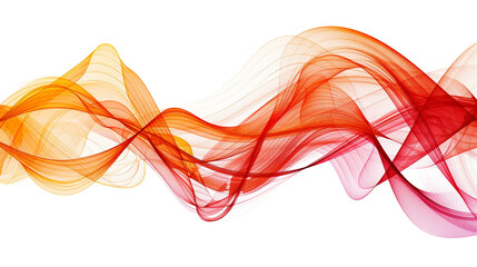 Energetic red and orange spectrum wave patterns with a futuristic touch, isolated on a solid white background.
