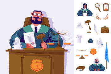 Justice illustration and icons in flat design